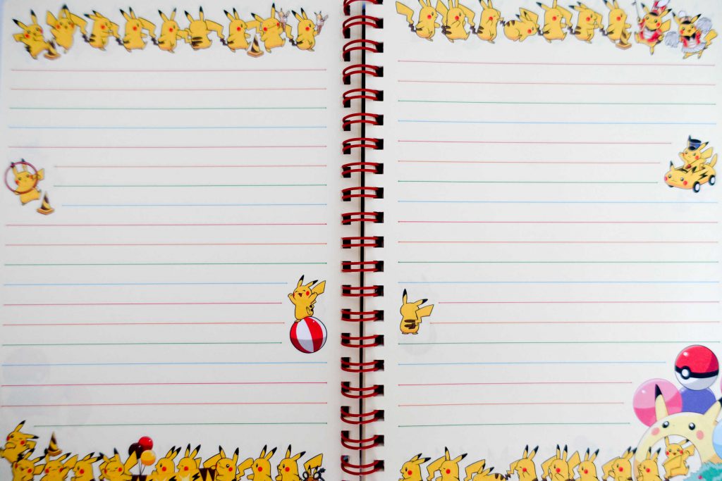 pages of Pikachu notebook